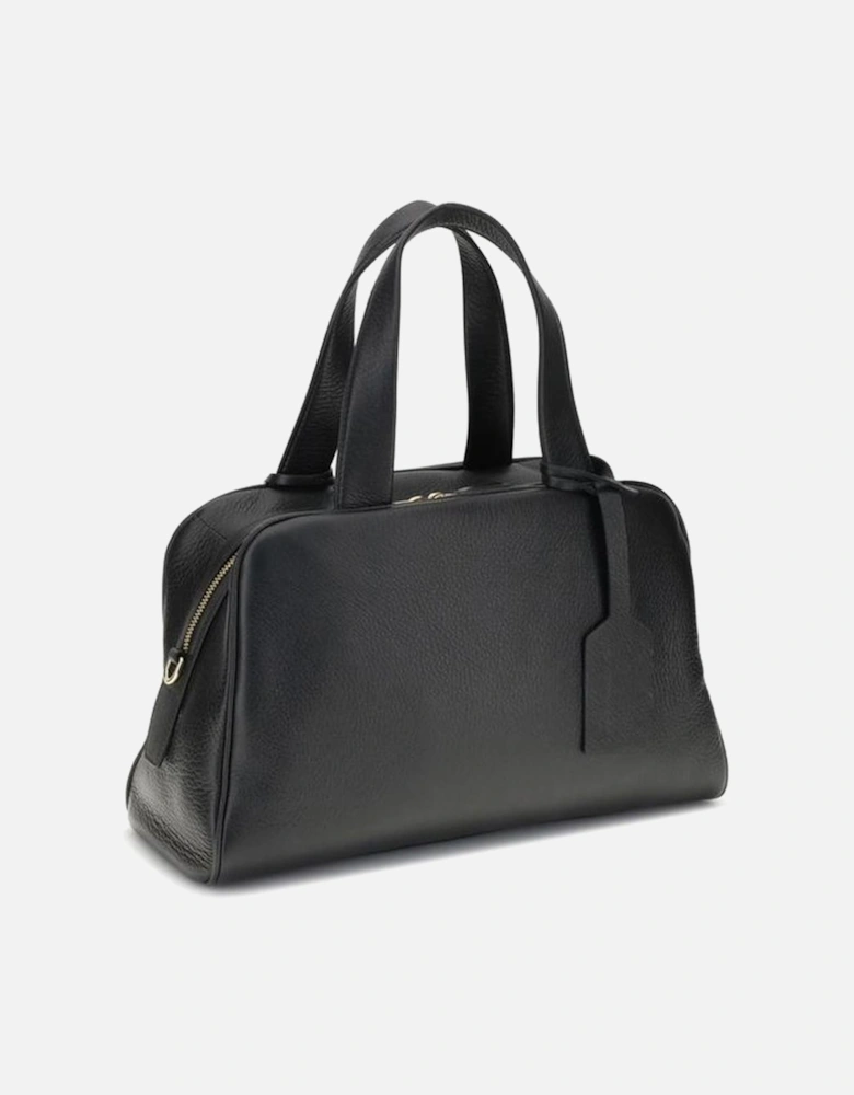 Elegant Leather Handbag with Adjustable Strap Women - Black