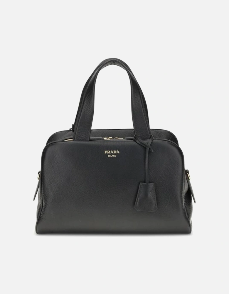 Elegant Leather Handbag with Adjustable Strap Women - Black