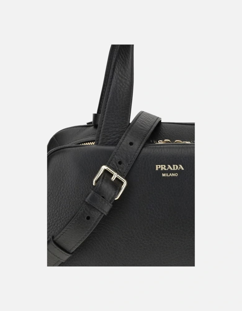 Elegant Leather Handbag with Adjustable Strap Women - Black