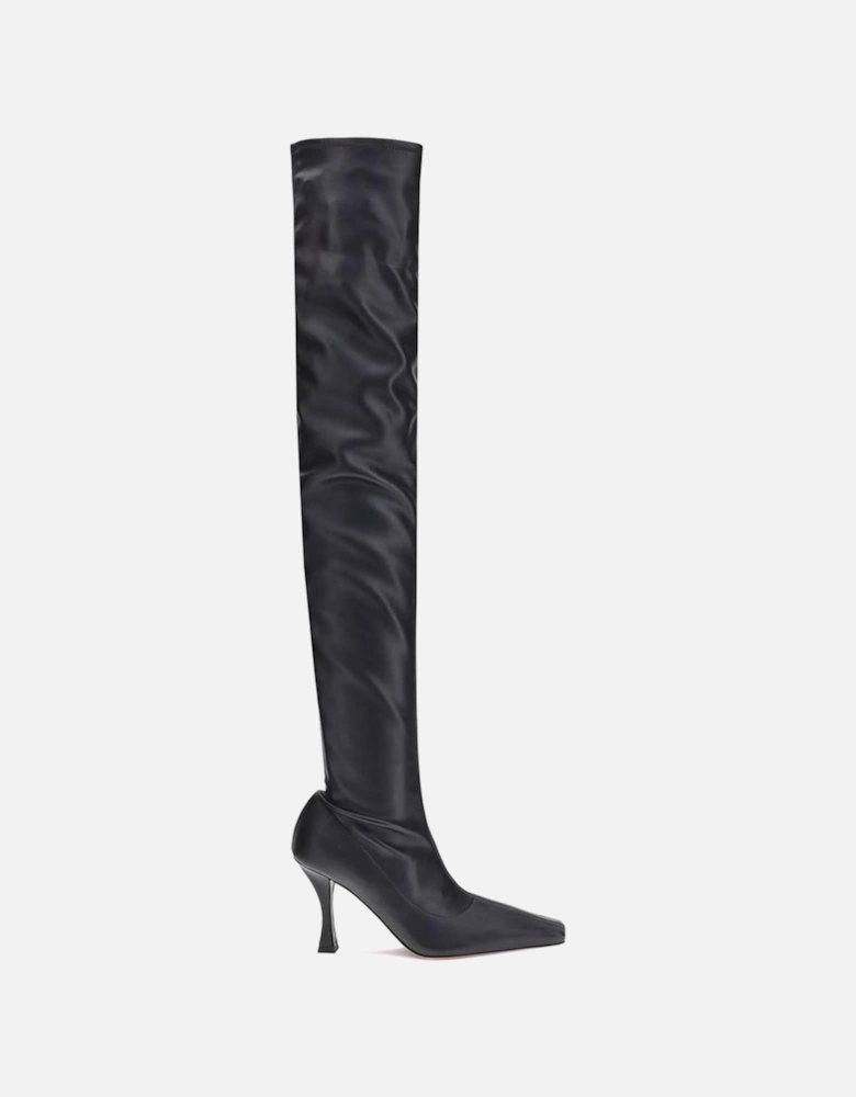 Stretch Nappa Leather Trap Boots Women - Black