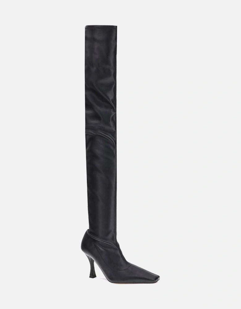Stretch Nappa Leather Trap Boots Women - Black