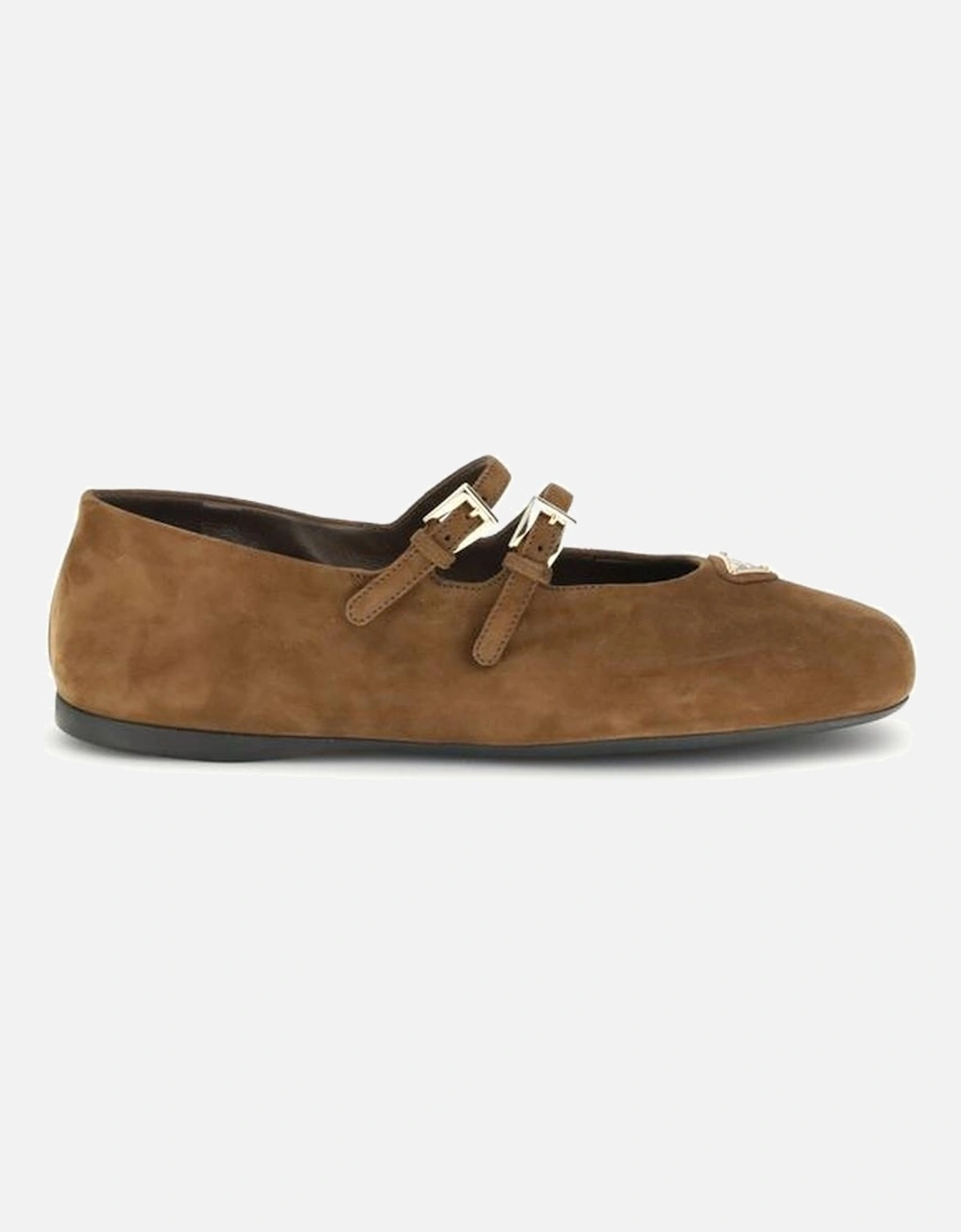 Suede Ballerinas with Double Buckle Closure Women - Beige Shoes, 5 of 4