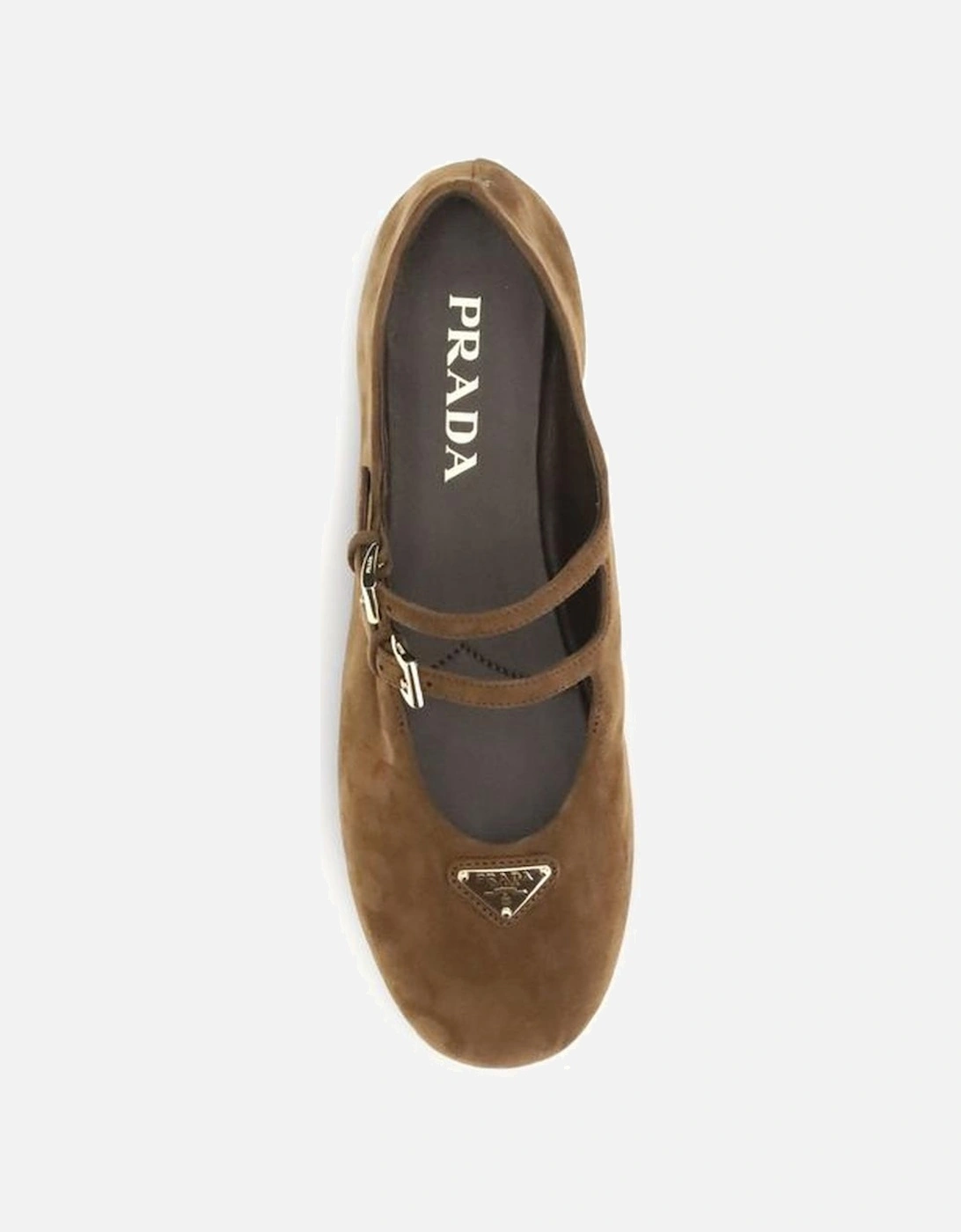 Suede Ballerinas with Double Buckle Closure Women - Beige Shoes
