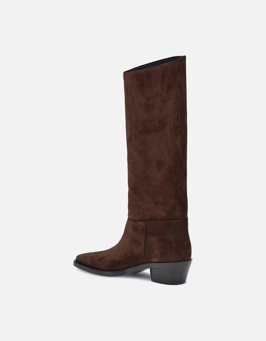 Bronco Suede Knee-High Boots with Square Toe Women - Brown