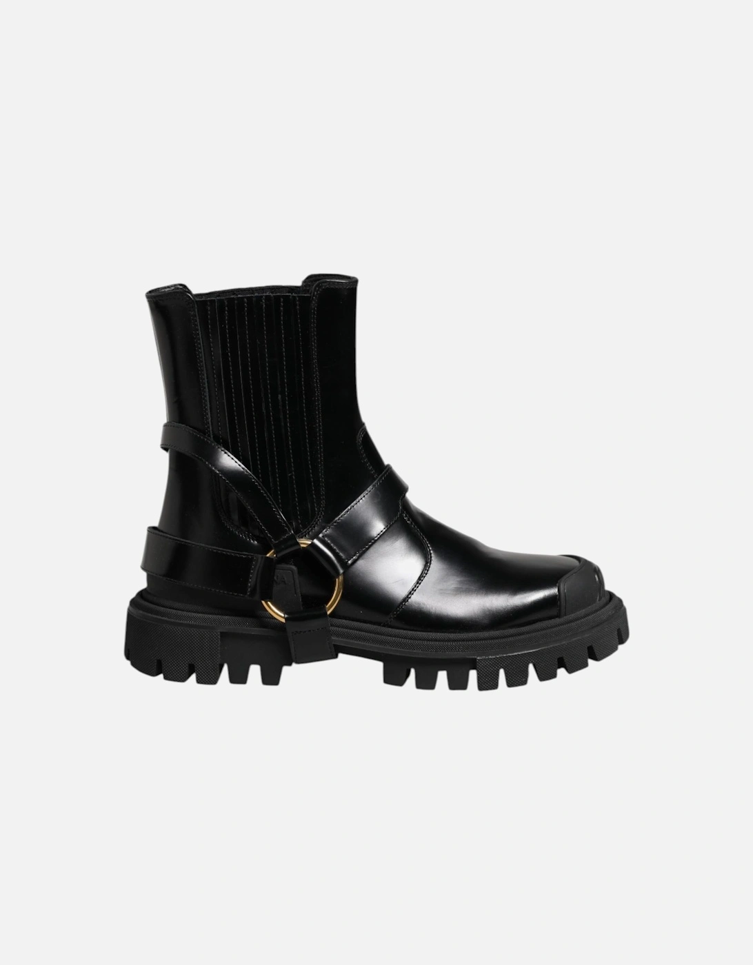 Mens Mid Calf Leather Boots Women - Black, 7 of 6