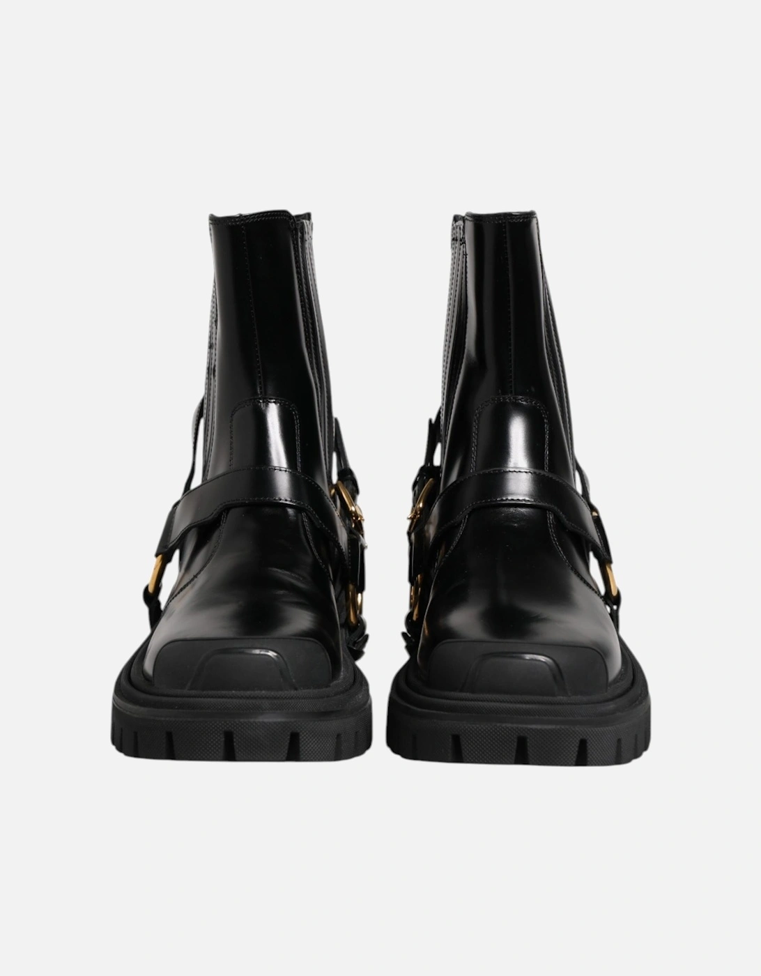 Mens Mid Calf Leather Boots Women - Black