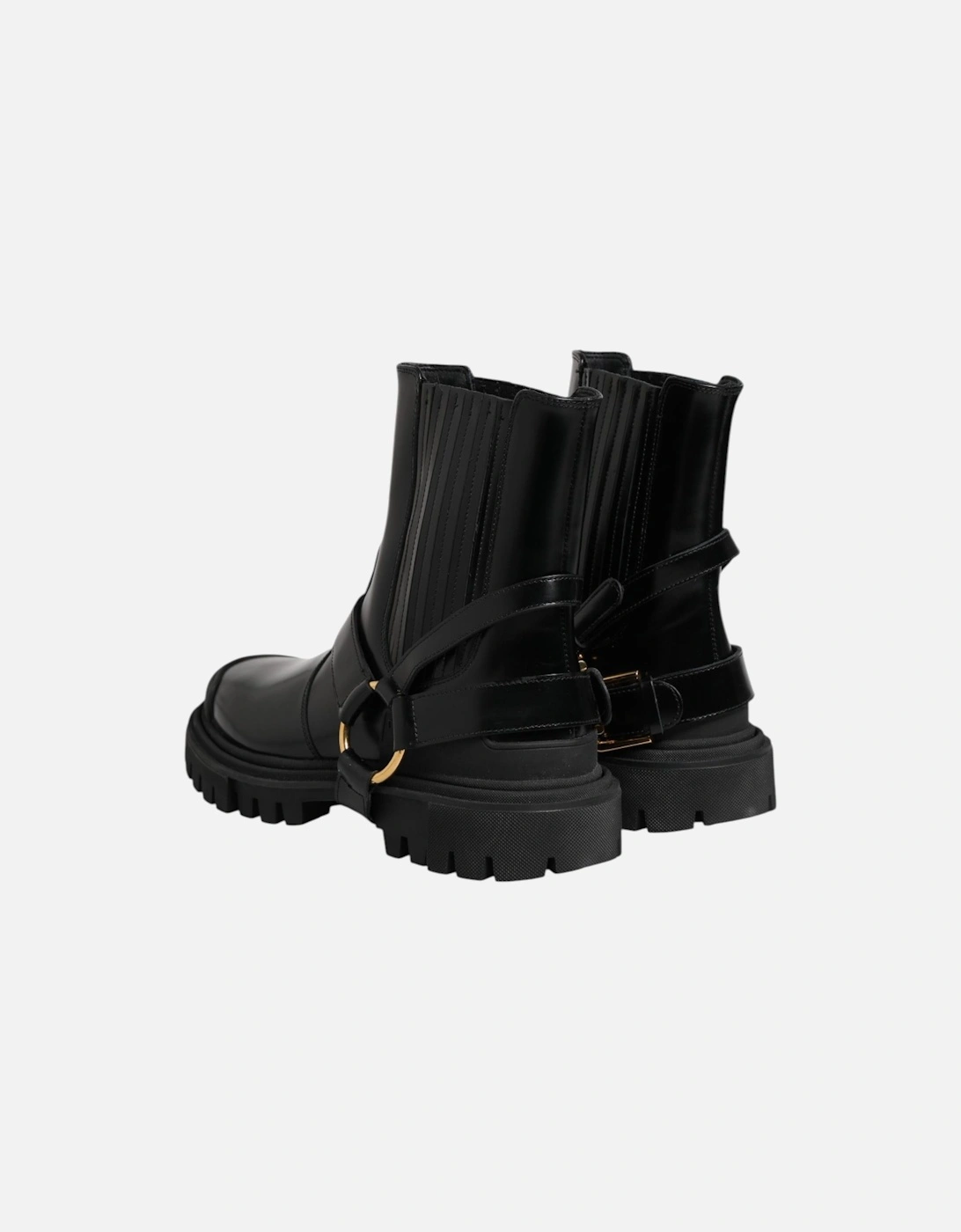 Mens Mid Calf Leather Boots Women - Black