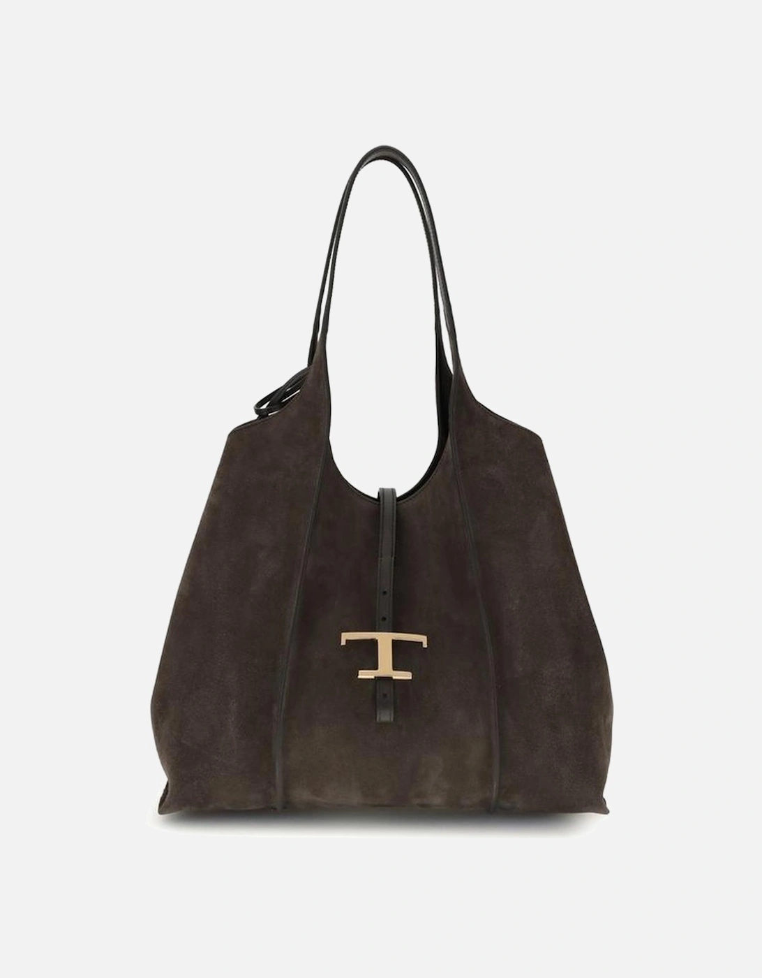 Timeless T Suede Leather Shoulder Bag Women - Black, 5 of 4