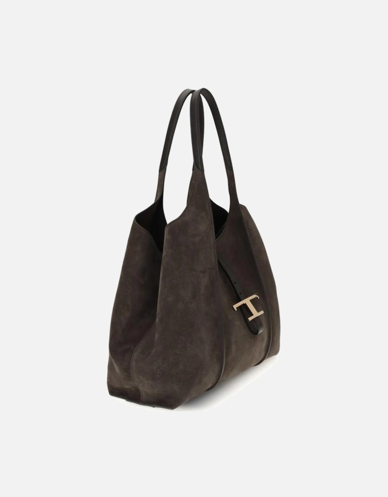 Timeless T Suede Leather Shoulder Bag Women - Black