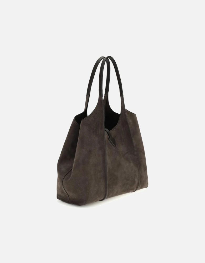 Timeless T Suede Leather Shoulder Bag Women - Black
