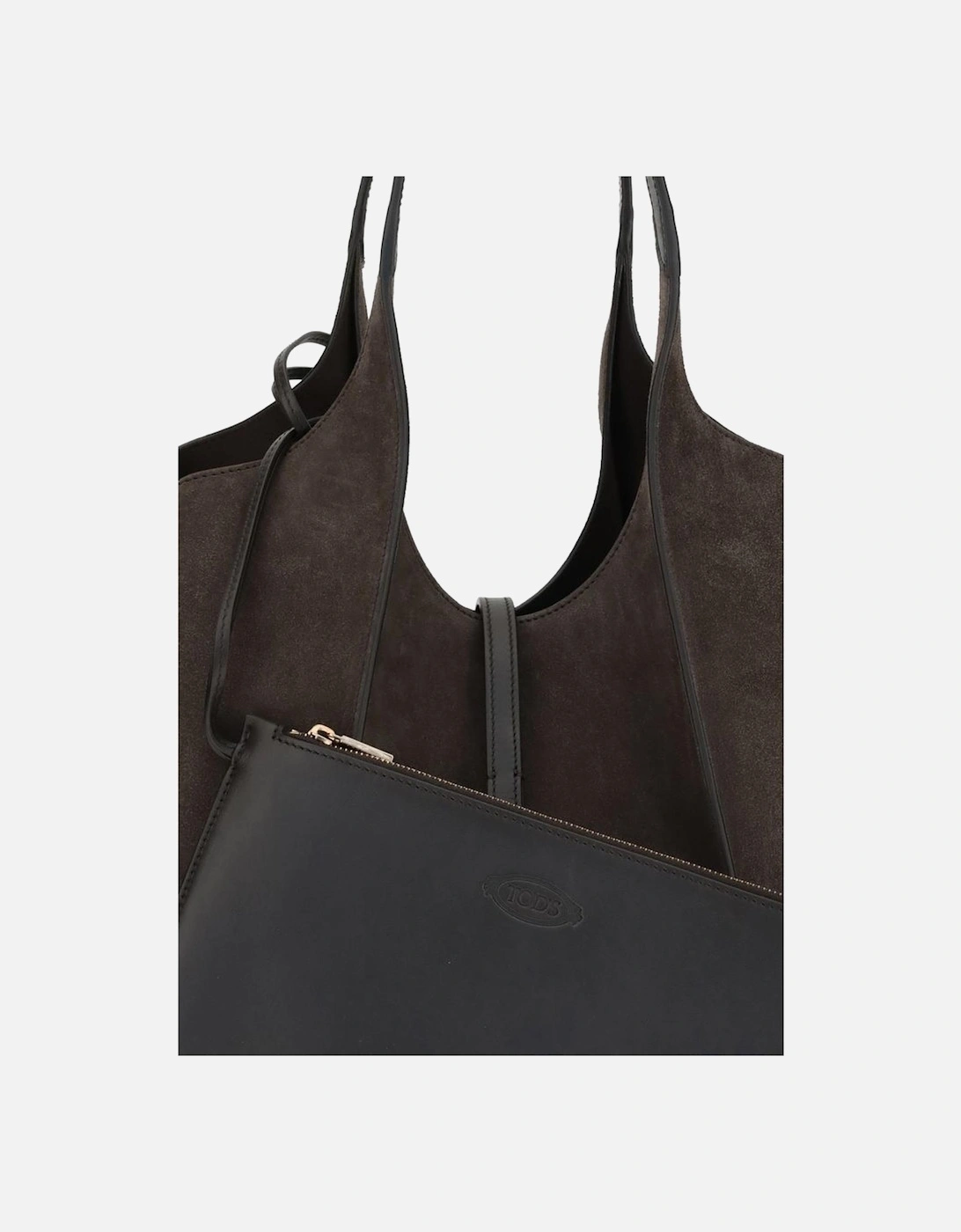Timeless T Suede Leather Shoulder Bag Women - Black