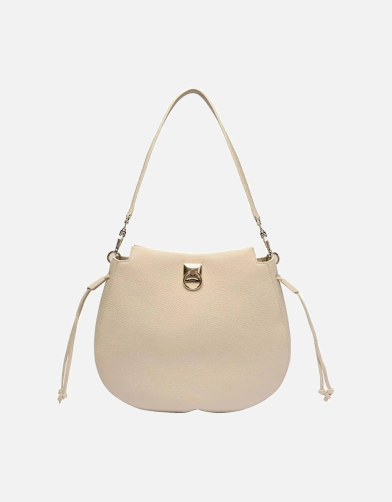 Calf Leather Handbag with Gold-Tone Hardware Women - Beige Bags