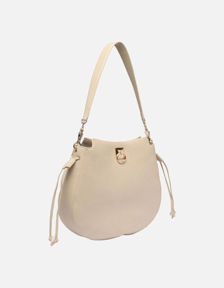 Calf Leather Handbag with Gold-Tone Hardware Women - Beige Bags