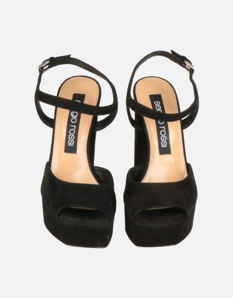 SR Monica Velvet Platform Heel Sandals Women - Black