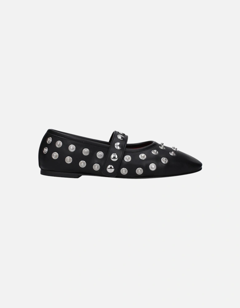 Studded Eco Leather Ballet Flats Women - Black Shoes