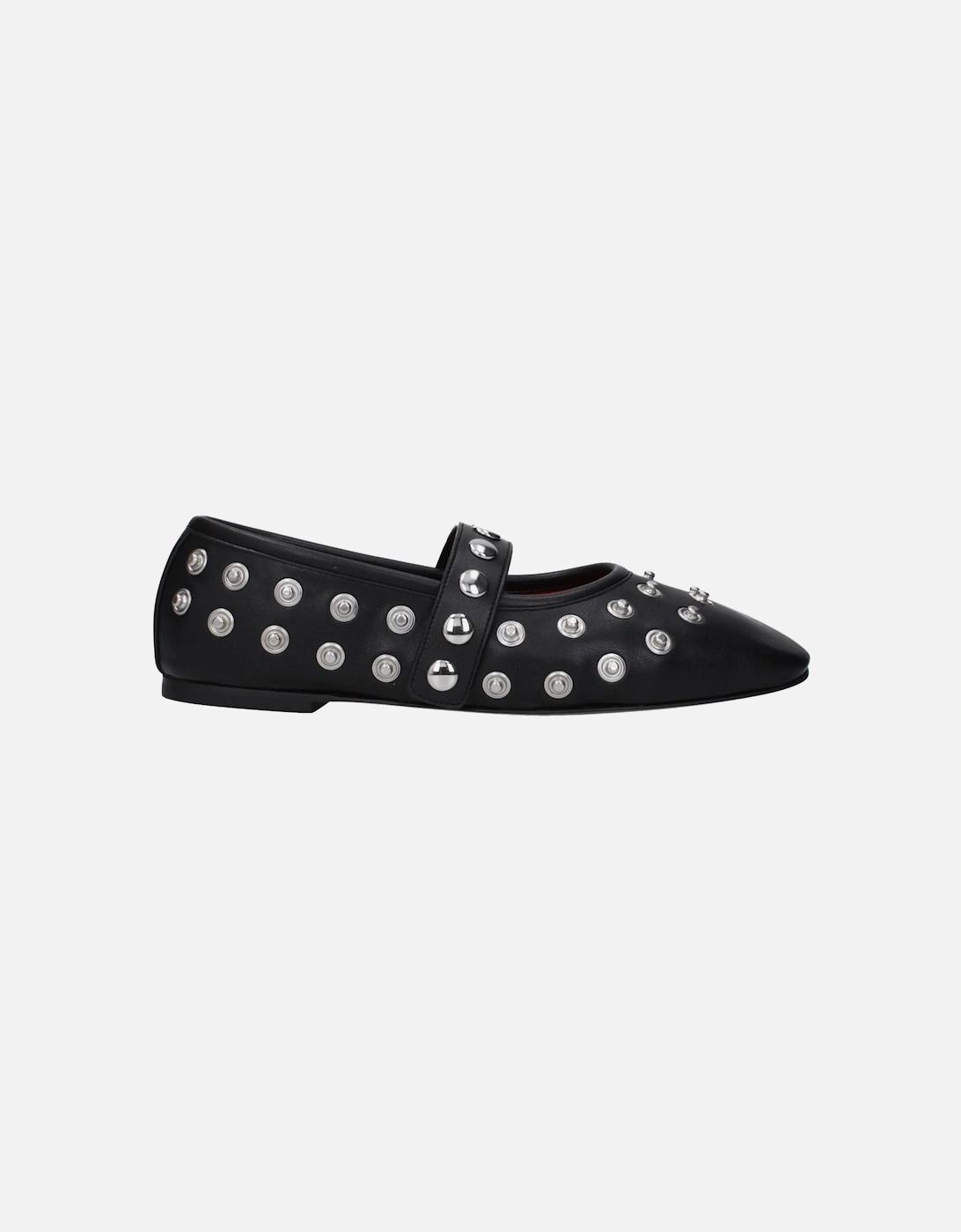 Studded Eco Leather Ballet Flats Women - Black Shoes, 6 of 5