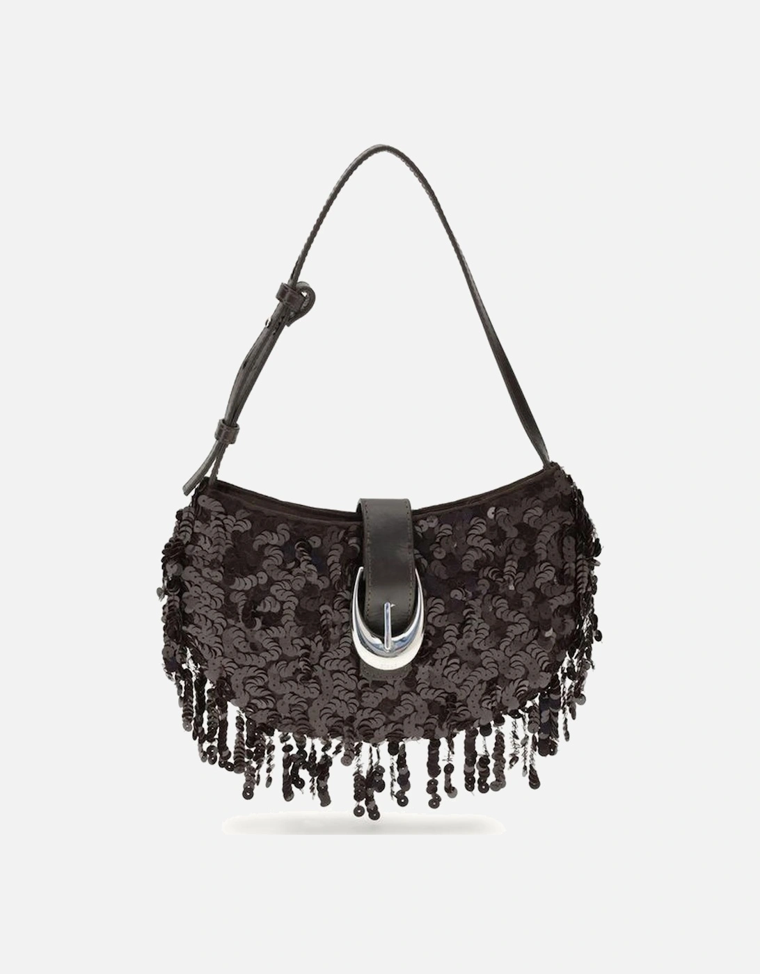 Half-Moon Sequin Shoulder Bag with Fringe Women - Brown, 4 of 3