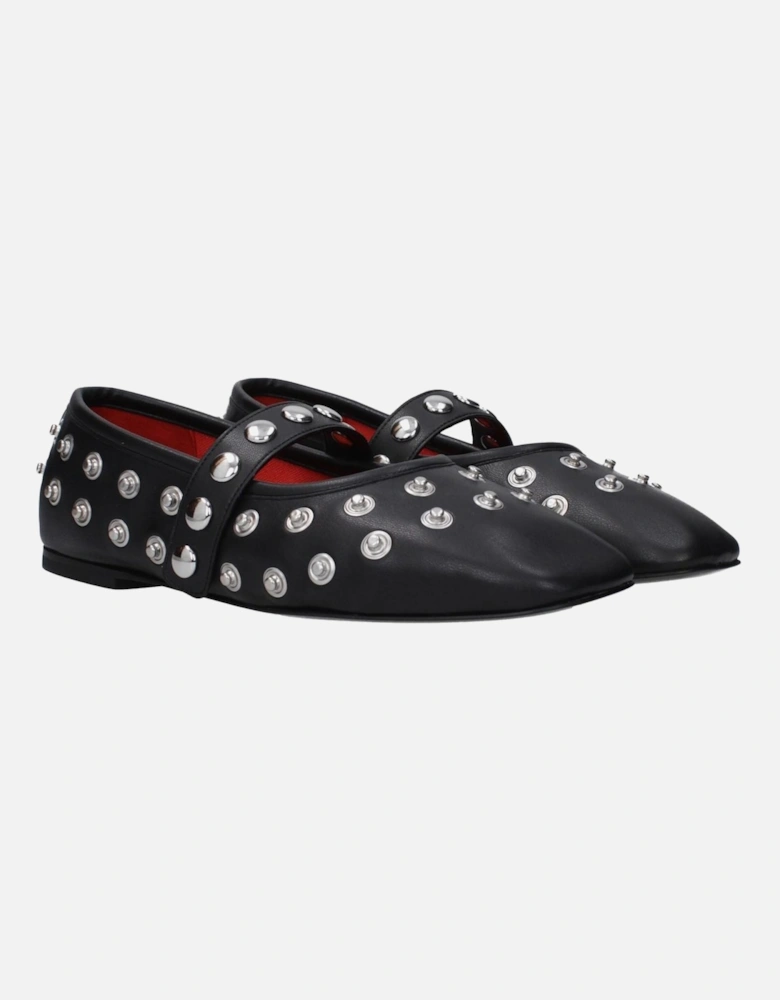 Studded Eco Leather Ballet Flats Women - Black Shoes