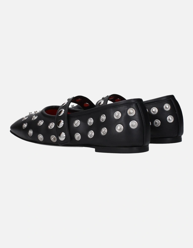 Studded Eco Leather Ballet Flats Women - Black Shoes