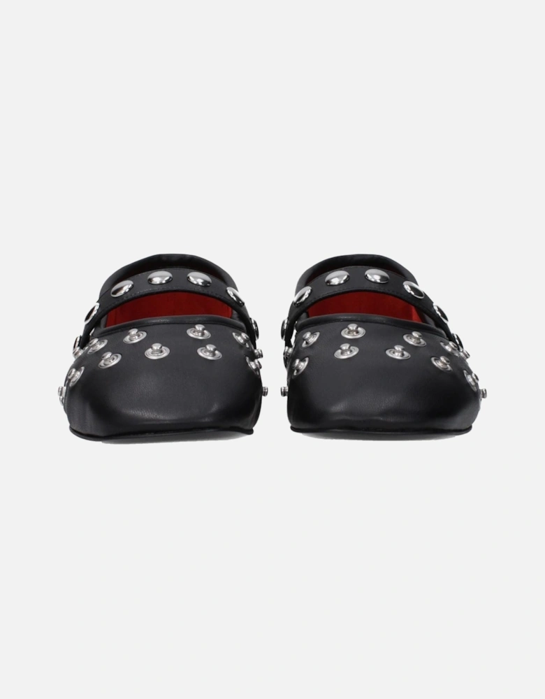 Studded Eco Leather Ballet Flats Women - Black Shoes