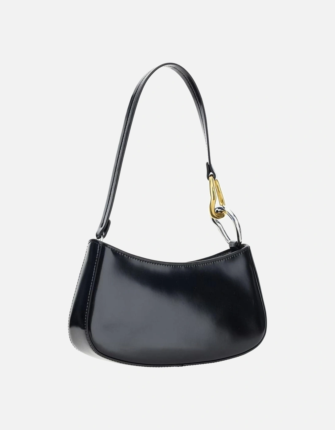Ollie Leather Shoulder Bag with Double Snap Hook Women - Black