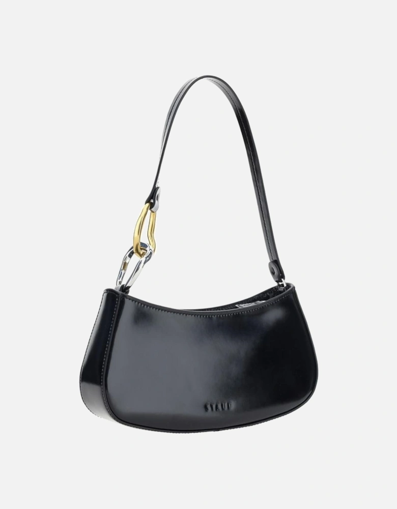 Ollie Leather Shoulder Bag with Double Snap Hook Women - Black