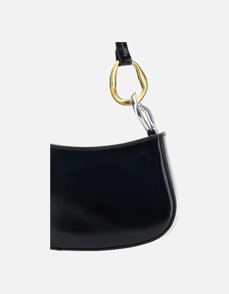 Ollie Leather Shoulder Bag with Double Snap Hook Women - Black