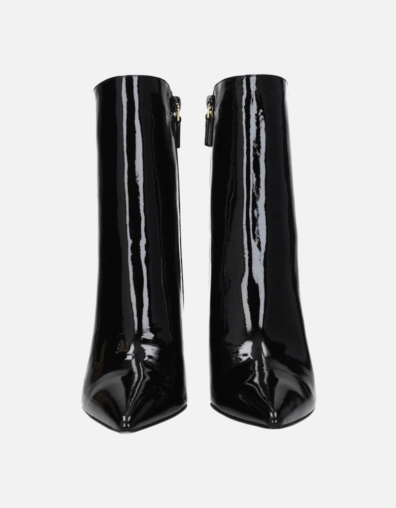 Patent Leather Pointed Toe Ankle Boots Women - Black