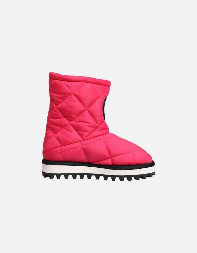 Padded Mid-Calf Boots with Rubber Sole Women - Fuchsia