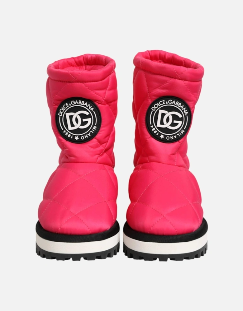 Padded Mid-Calf Boots with Rubber Sole Women - Fuchsia