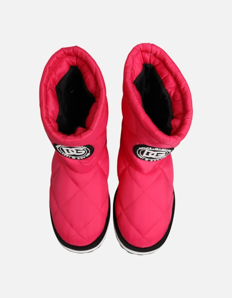 Padded Mid-Calf Boots with Rubber Sole Women - Fuchsia