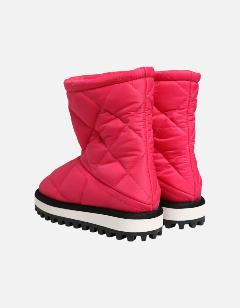 Padded Mid-Calf Boots with Rubber Sole Women - Fuchsia