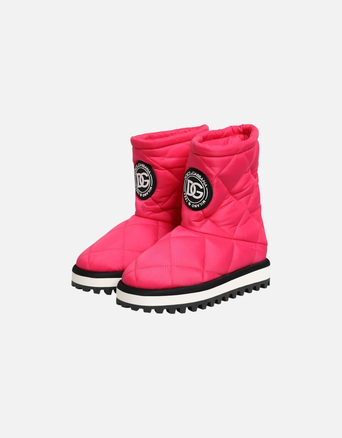 Padded Mid-Calf Boots with Rubber Sole Women - Fuchsia