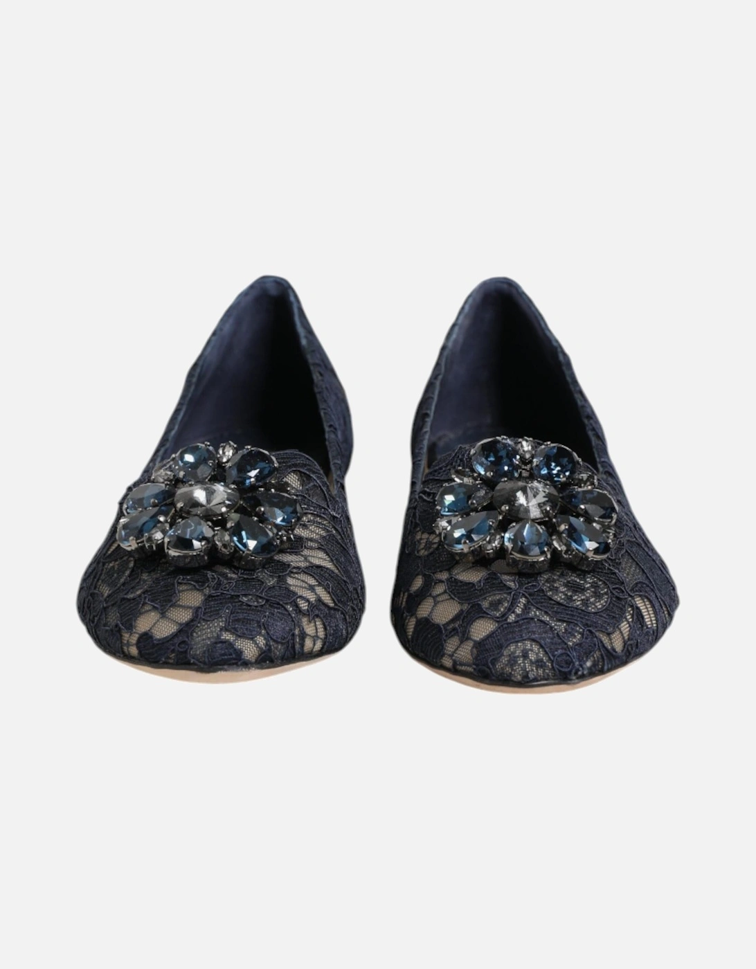Elegant Floral Lace Vally Flat Shoes Women - Blue