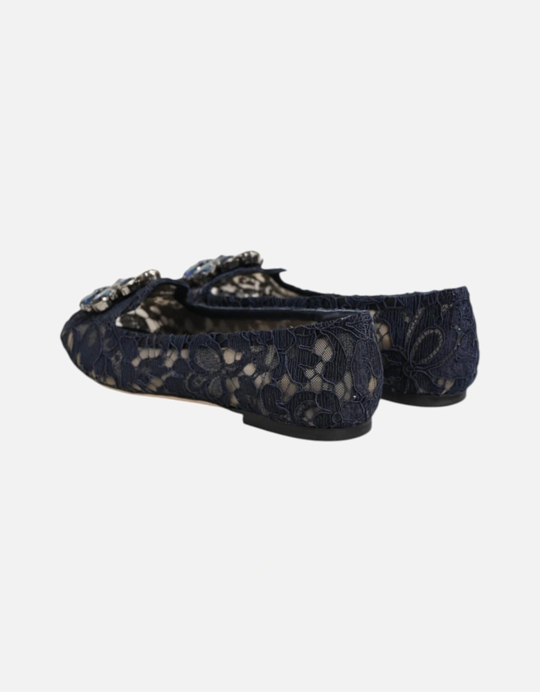 Elegant Floral Lace Vally Flat Shoes Women - Blue