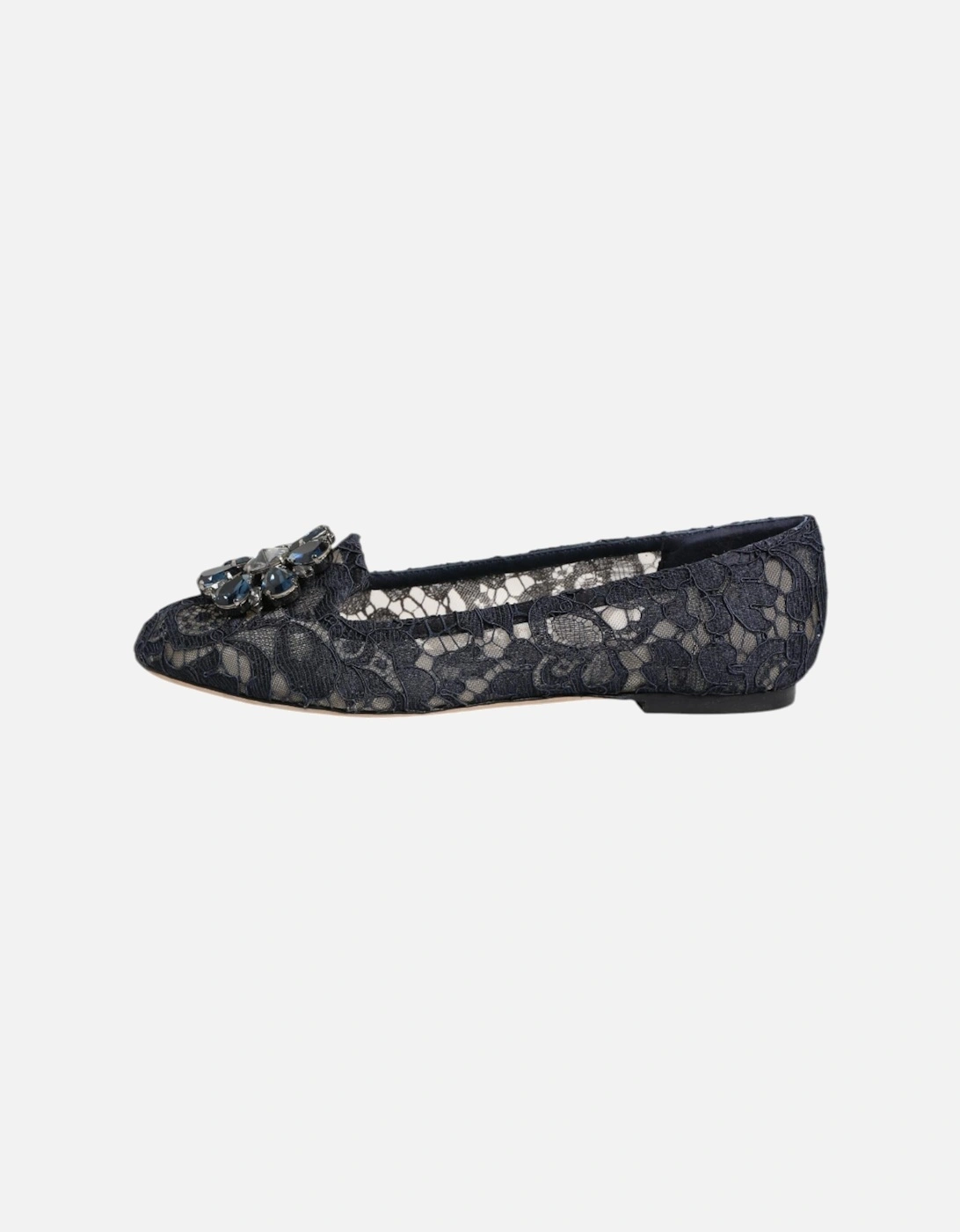Elegant Floral Lace Vally Flat Shoes Women - Blue