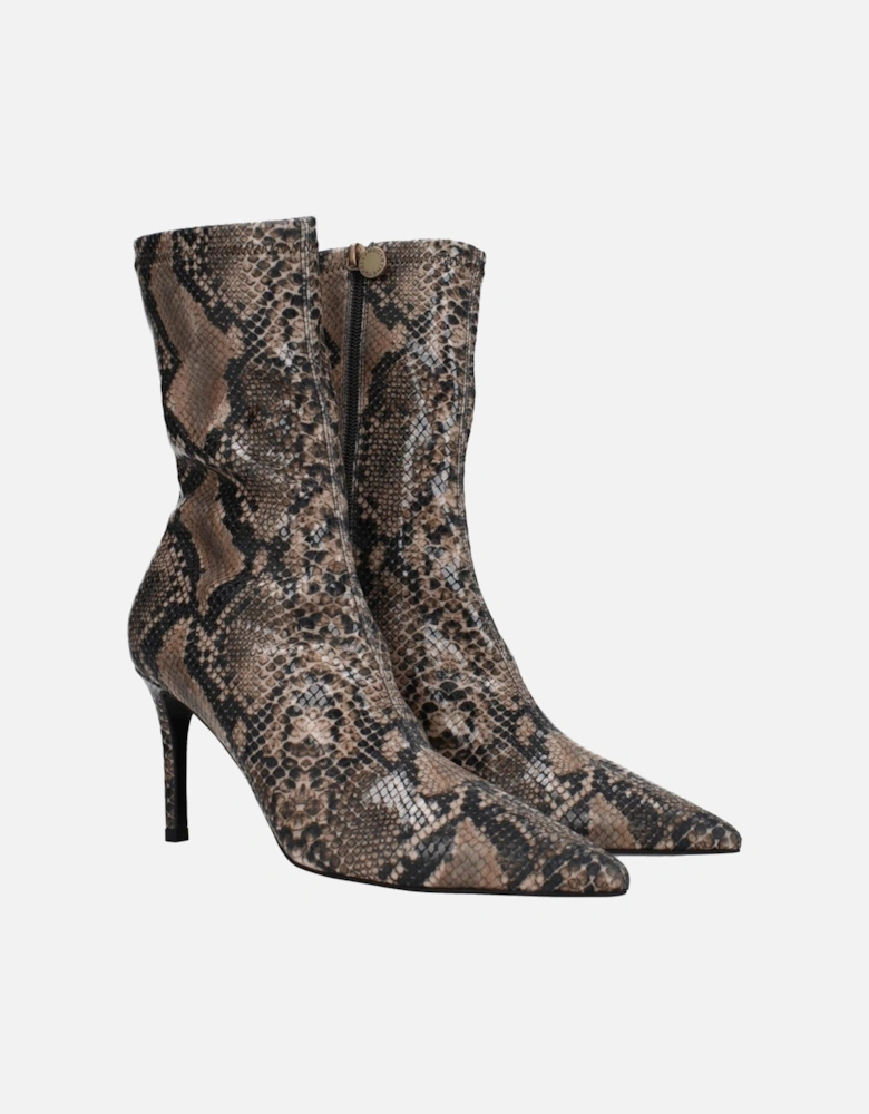 Vintage Pointy Toe Mid Heel Ankle Boots Women - Brown