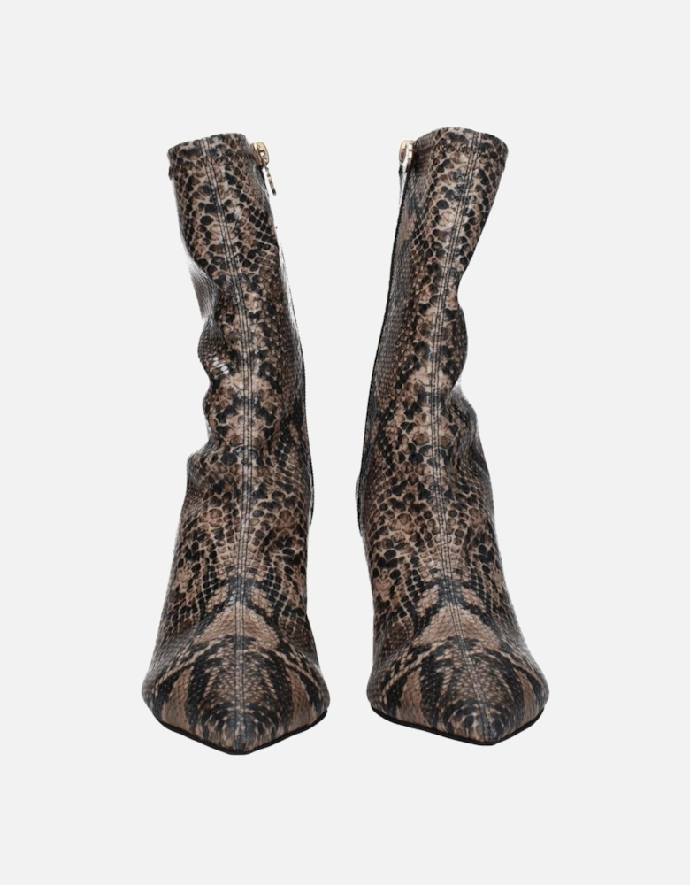 Vintage Pointy Toe Mid Heel Ankle Boots Women - Brown