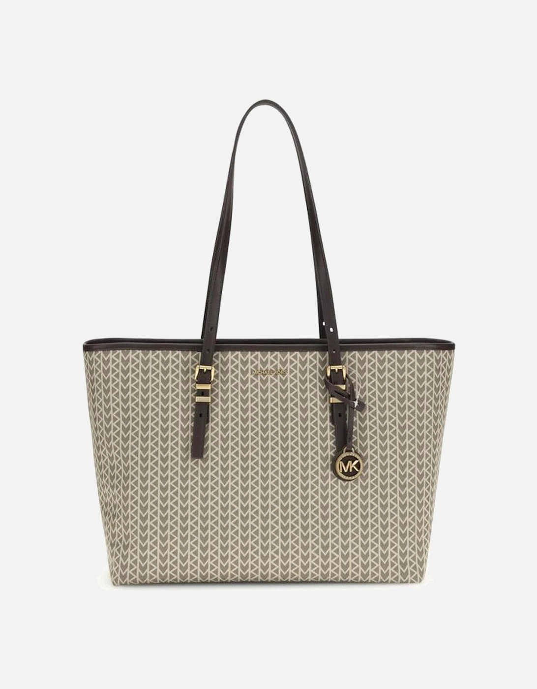 Quinn Large Jacquard Logo Tote Bag Women - Beige Shoulder Bags, 5 of 4