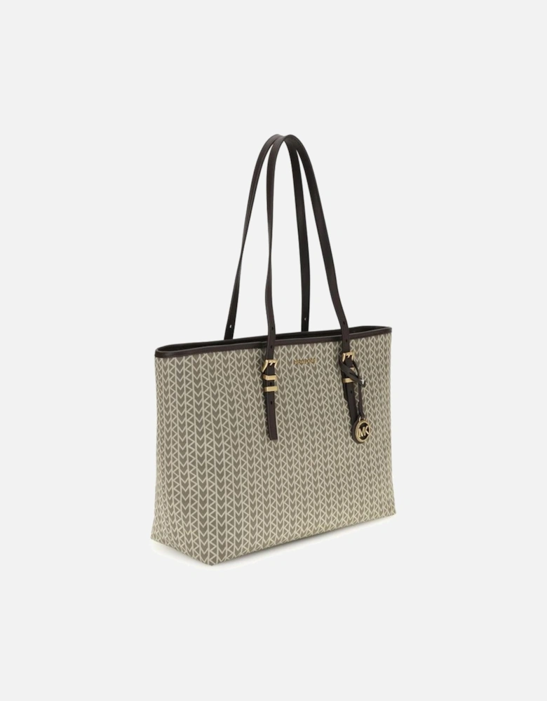Quinn Large Jacquard Logo Tote Bag Women - Beige Shoulder Bags