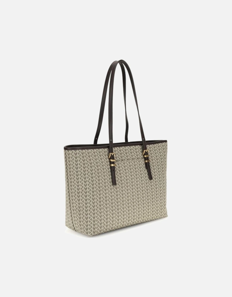 Quinn Large Jacquard Logo Tote Bag Women - Beige Shoulder Bags