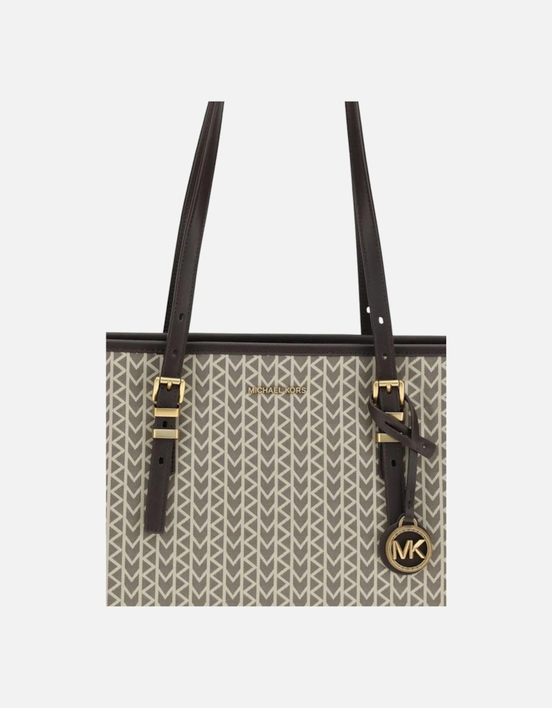 Quinn Large Jacquard Logo Tote Bag Women - Beige Shoulder Bags