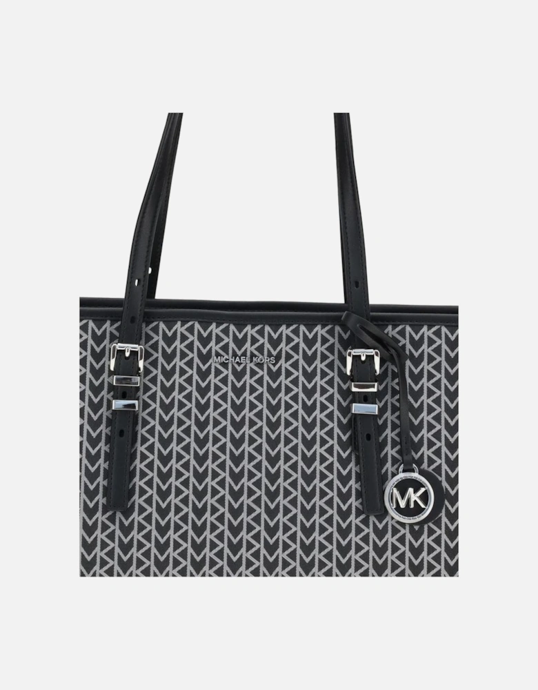 Quinn Large Jacquard Logo Tote Bag Women - Black Shoulder Bags