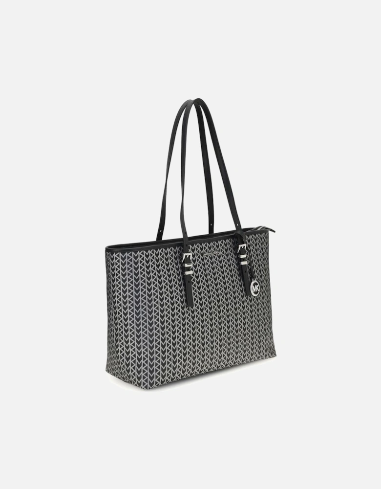 Quinn Large Jacquard Logo Tote Bag Women - Black Shoulder Bags