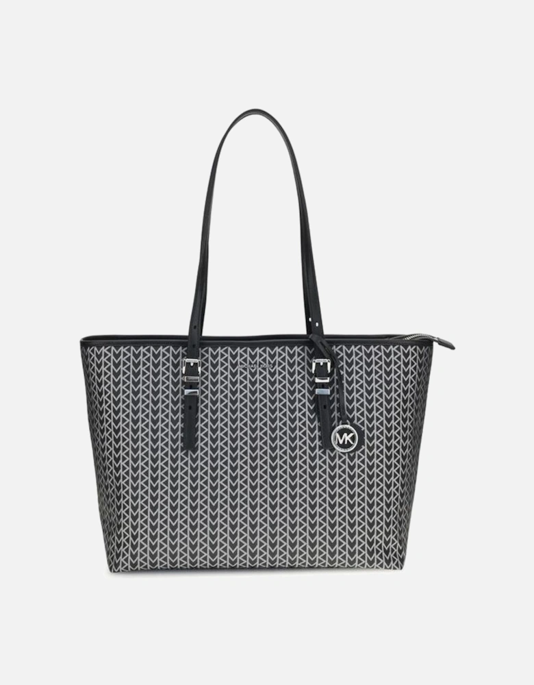 Quinn Large Jacquard Logo Tote Bag Women - Black Shoulder Bags