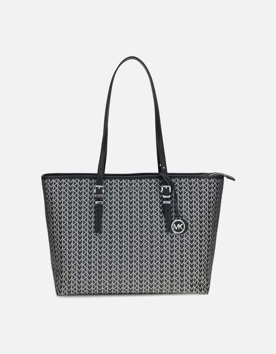 Quinn Large Jacquard Logo Tote Bag Women - Black Shoulder Bags, 5 of 4