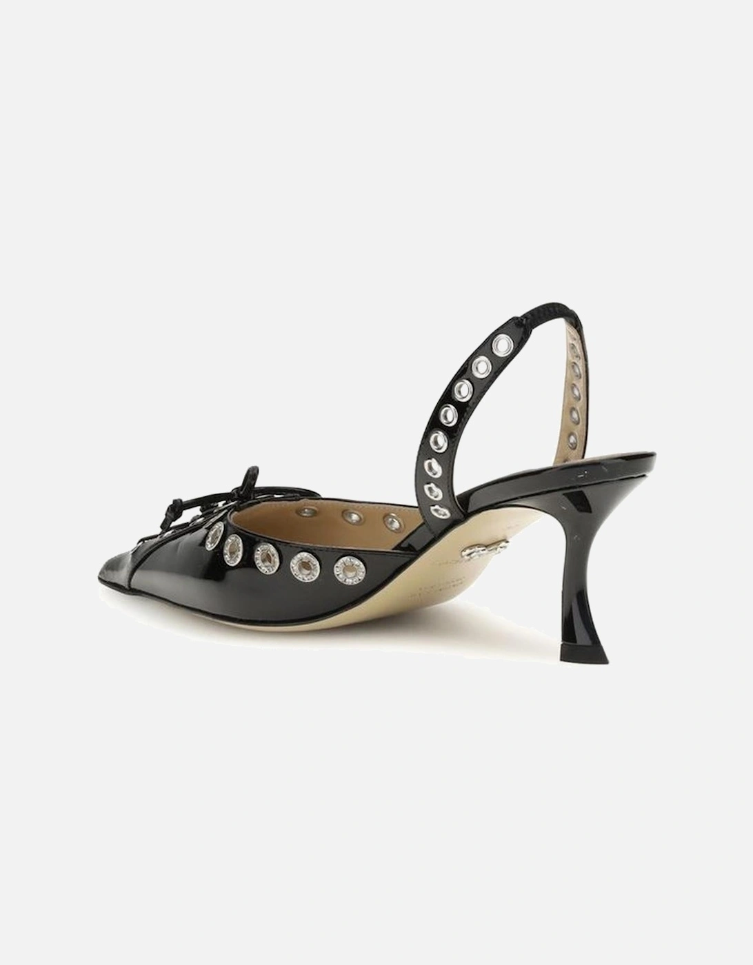 Studded Almond Toe Kitten Heel Slingback Pumps Women - Black