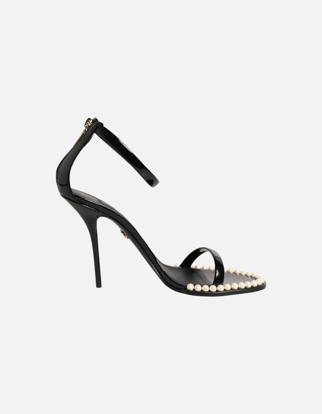 Patent Leather Pearl Embellished Ankle Strap Sandals Women - Black, 7 of 6