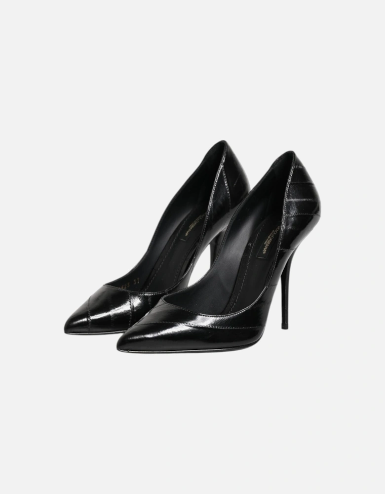 Patent Leather Lambskin Heel Pumps Women - Black