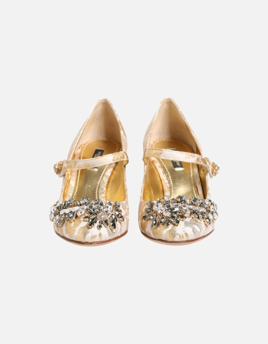 Floral Jacquard Mary Jane Pumps Women - Gold Sandals